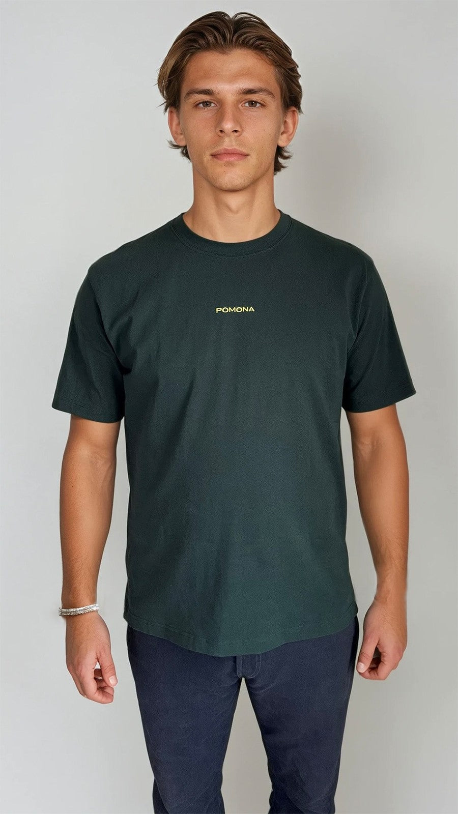 POMONA STITCH BANANA TEE – PINE GREEN